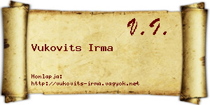 Vukovits Irma névjegykártya